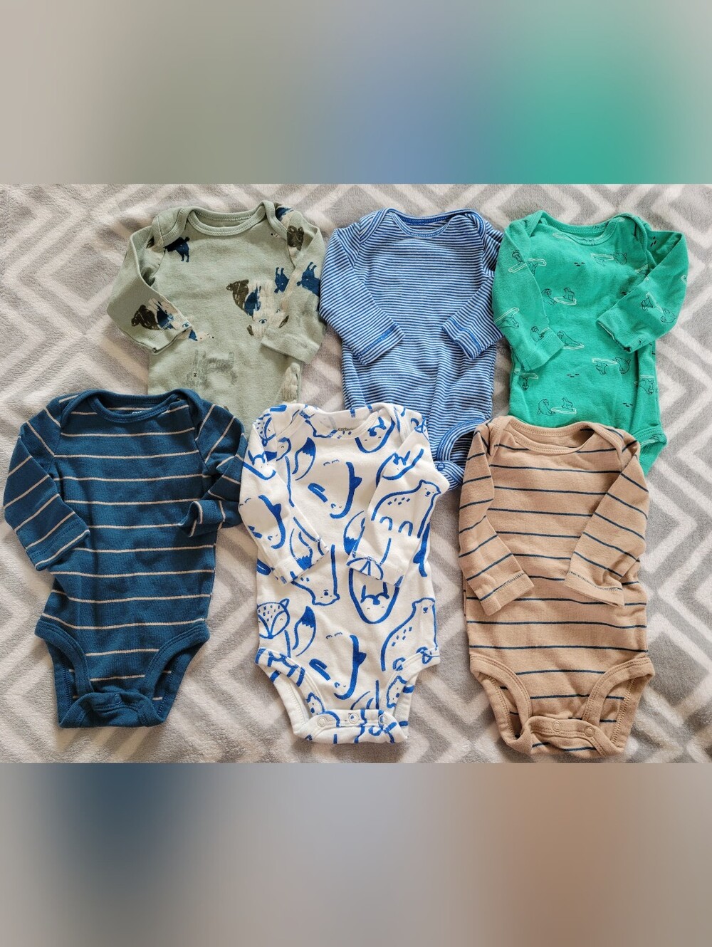 Baby Boys size 3 months long sleeve onesies bundle